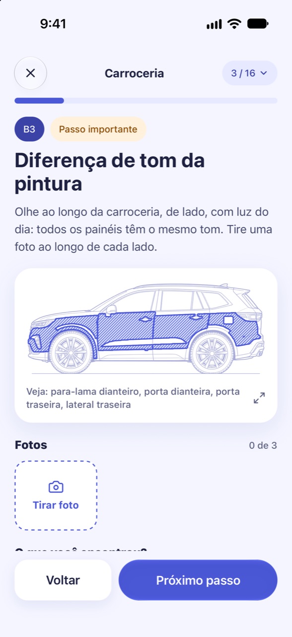 Saiba onde olhar: tela do CarCheckup