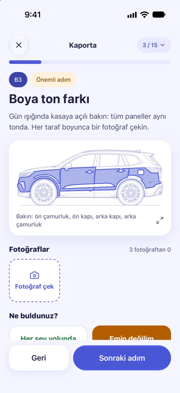 Nereye bakacağınızı bilin: CarCheckup ekranı